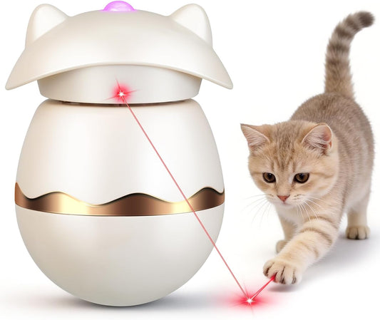 Automatic Laser Collar Cat Toy Upgraded Tumbler Cat Laser Pointer Toy Sensor Light Top 360 Irregular Rotation USB C Charge 3 Modes Interactive Toy