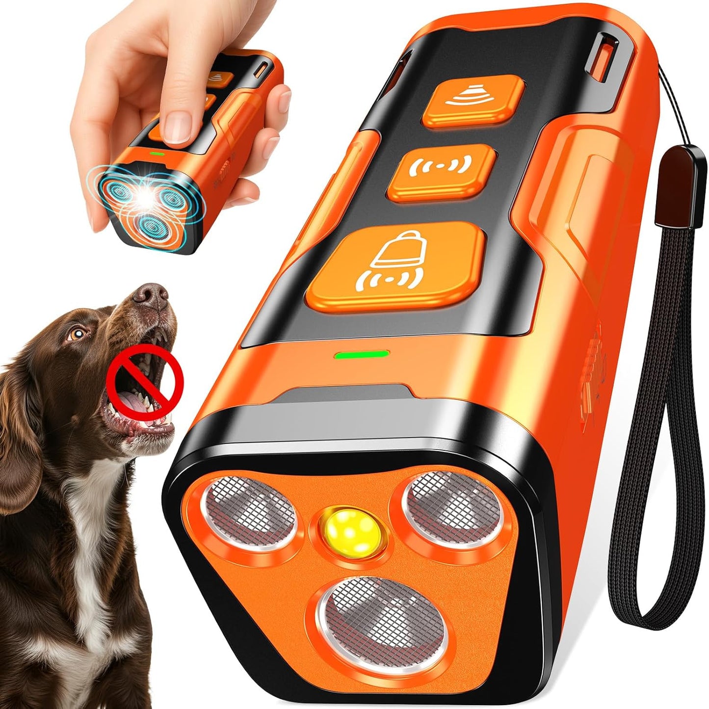 YUYQA Dog Bark Deterrent Device 3X Ultrasonic Anti Barking 6 Training Modes 23 FT Range Safe Humane Rechargeable Black Compact Bark Control