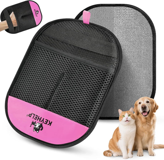 Pet Hair Removal Glove Dogs Cats Newly Upgraded Reusable Electrostatic Pet Hair Glove Magic Brush Remover Clothing Couch Carpet Car Seat Pink